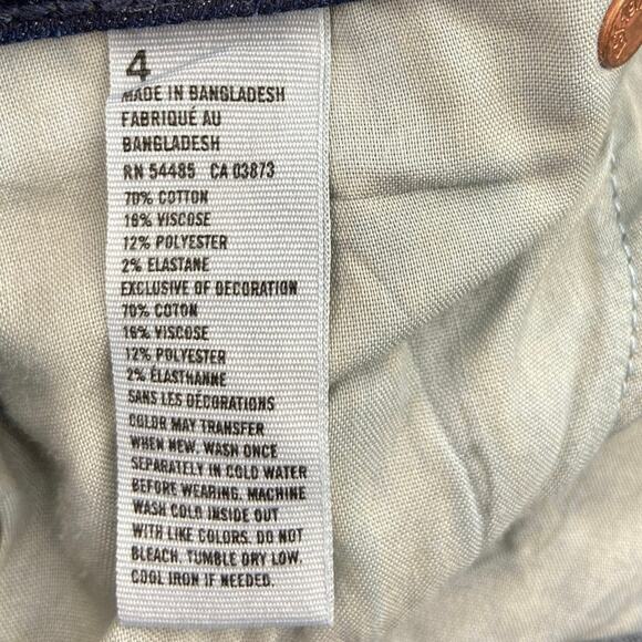 American Eagle Blue Dark Wash Cuffed Low Rise Stretch Bermuda Jean Shorts Size 4 - Picture 4 of 4